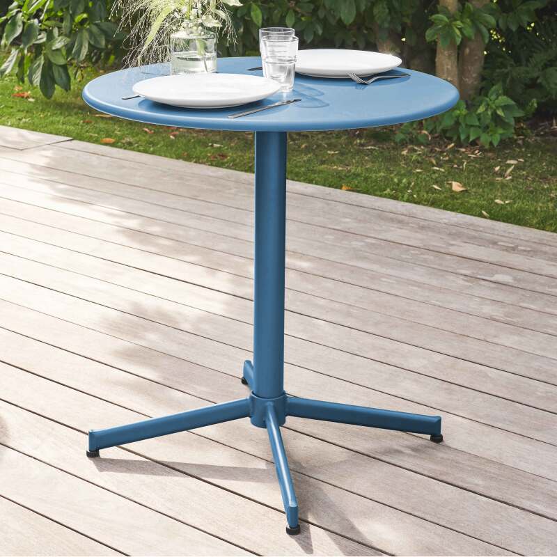 Table de jardin bistrot ronde inclinable en métal 4 personnes Ø70x72 cm 
