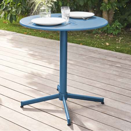 Table de jardin bistrot ronde inclinable en métal 4 personnes Ø70x72 cm 