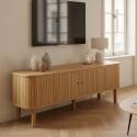 Meuble TV effet bois 150cm style scandinave