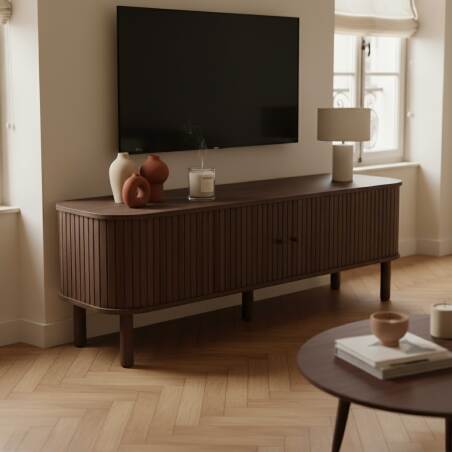 Meuble TV effet bois 150cm style scandinave