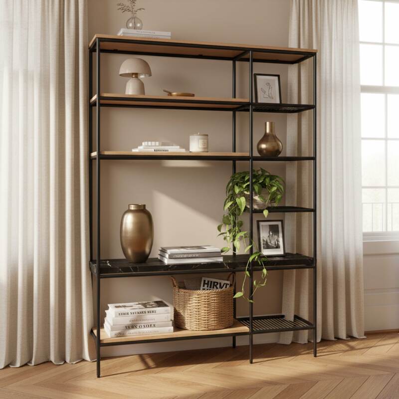 Bibliothèque en marbre et métal 162 x 109 cm