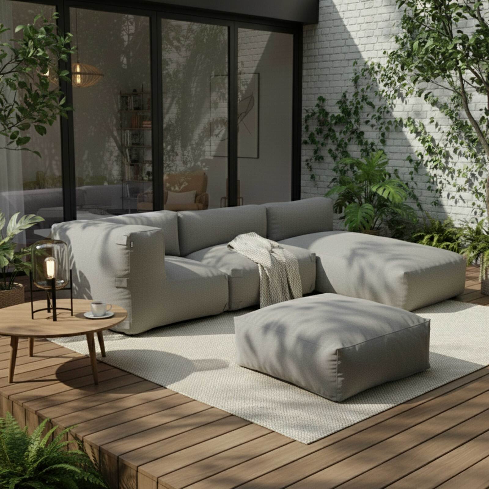 Fauteuil d'angle pour salon de jardin modulable