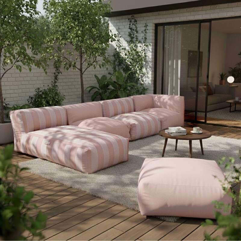 Méridienne modulable rayée pour salon de jardin (5/6)