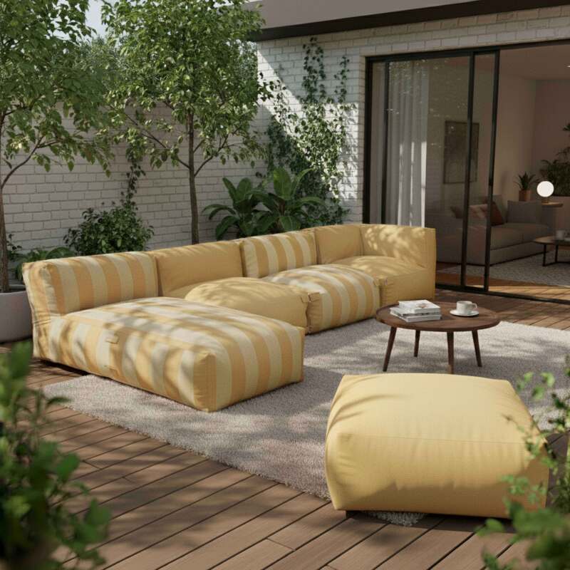 Chauffeuse rayée pour salon de jardin modulable (5/6)