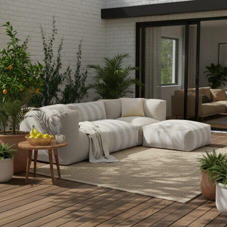 Pouf rayé pour salon de jardin modulable (4/5)