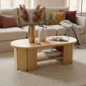 Table basse aspect naturel ovale 110x50 cm