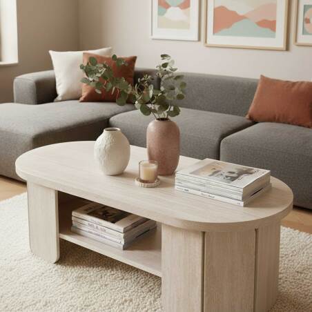 Table basse aspect naturel ovale 110x50 cm (2/6)