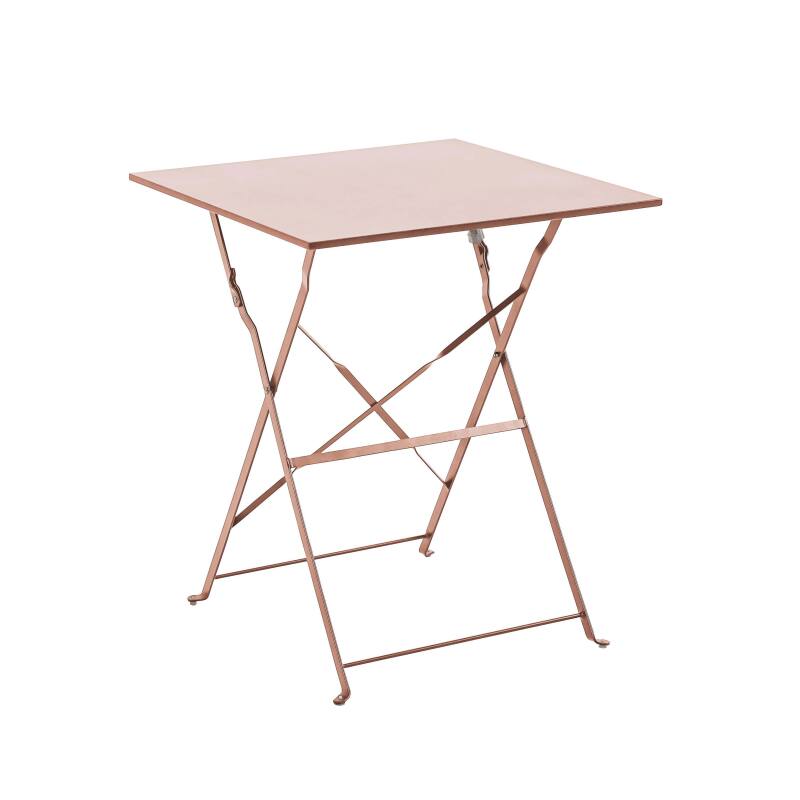 Table de jardin bistrot carrée pliante en métal 2 personnes 60x60 cm