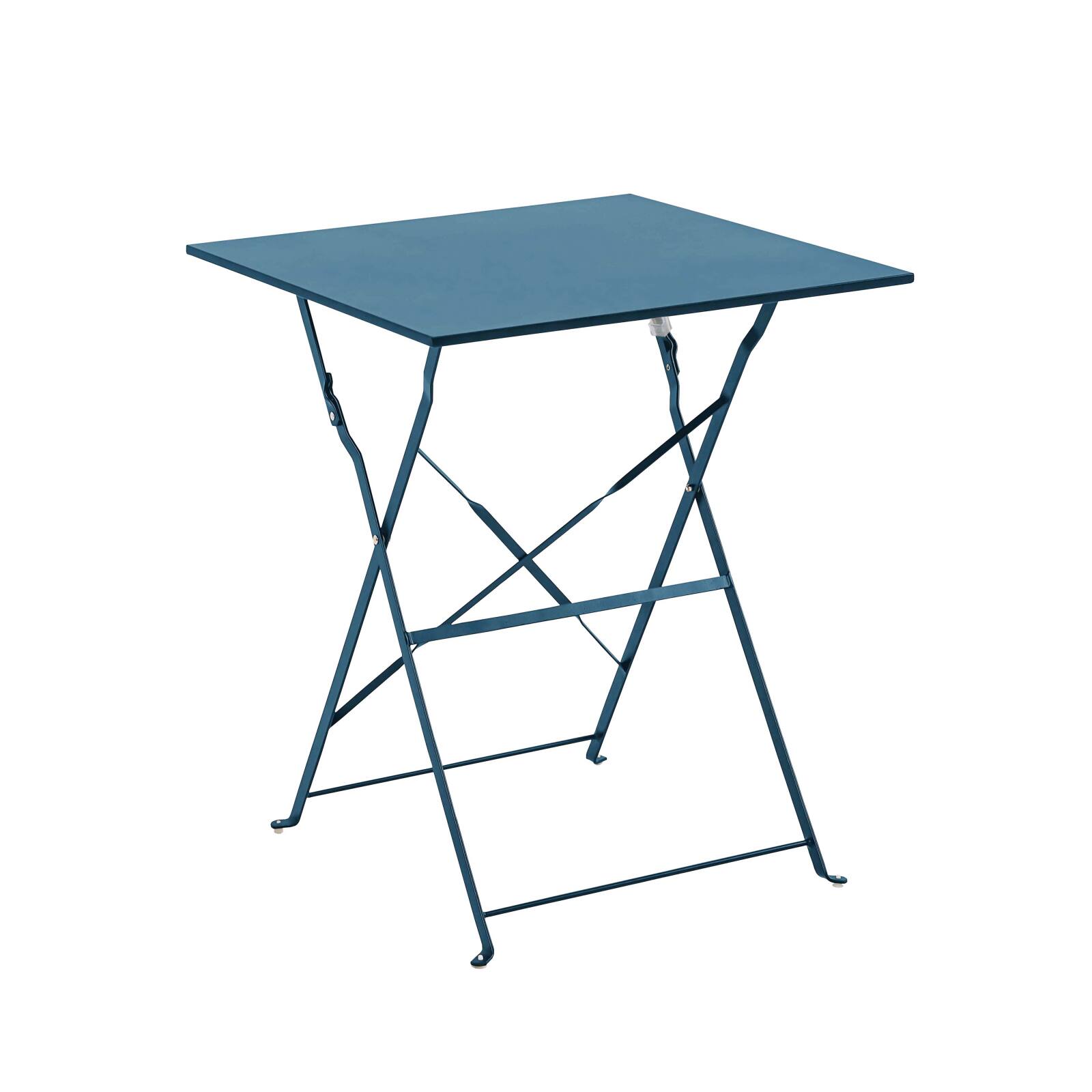 Table de jardin bistrot carrée pliante en métal 2 personnes 60x60 cm
