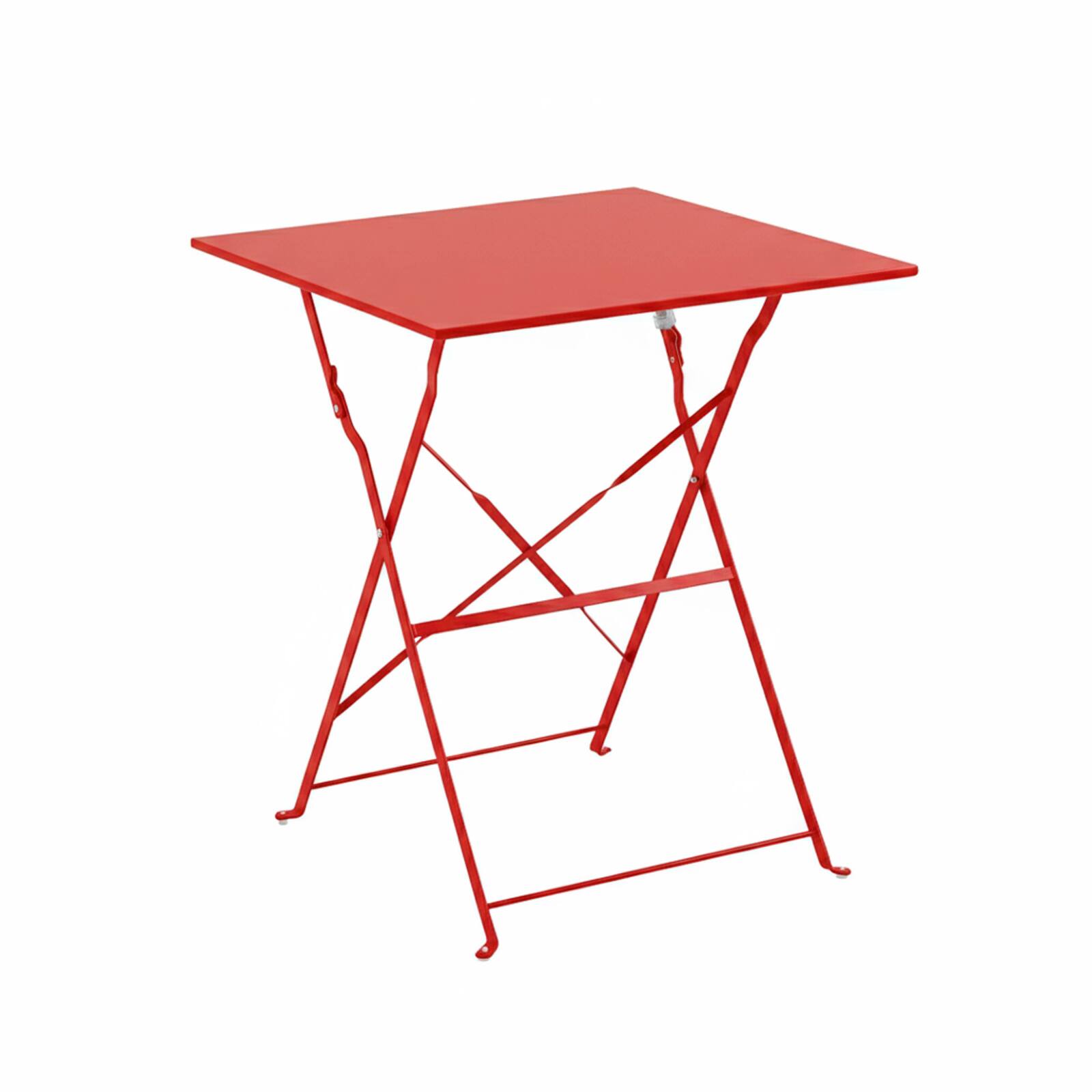 Table de jardin bistrot carrée pliante en métal 2 personnes 60x60 cm
