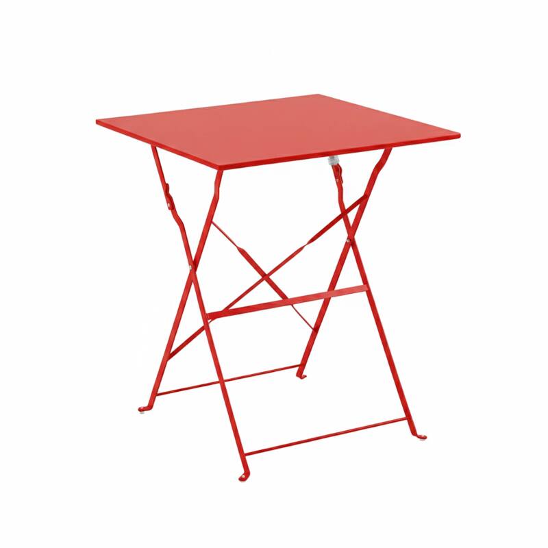 Table de jardin bistrot carrée pliante en métal 2 personnes 60x60 cm