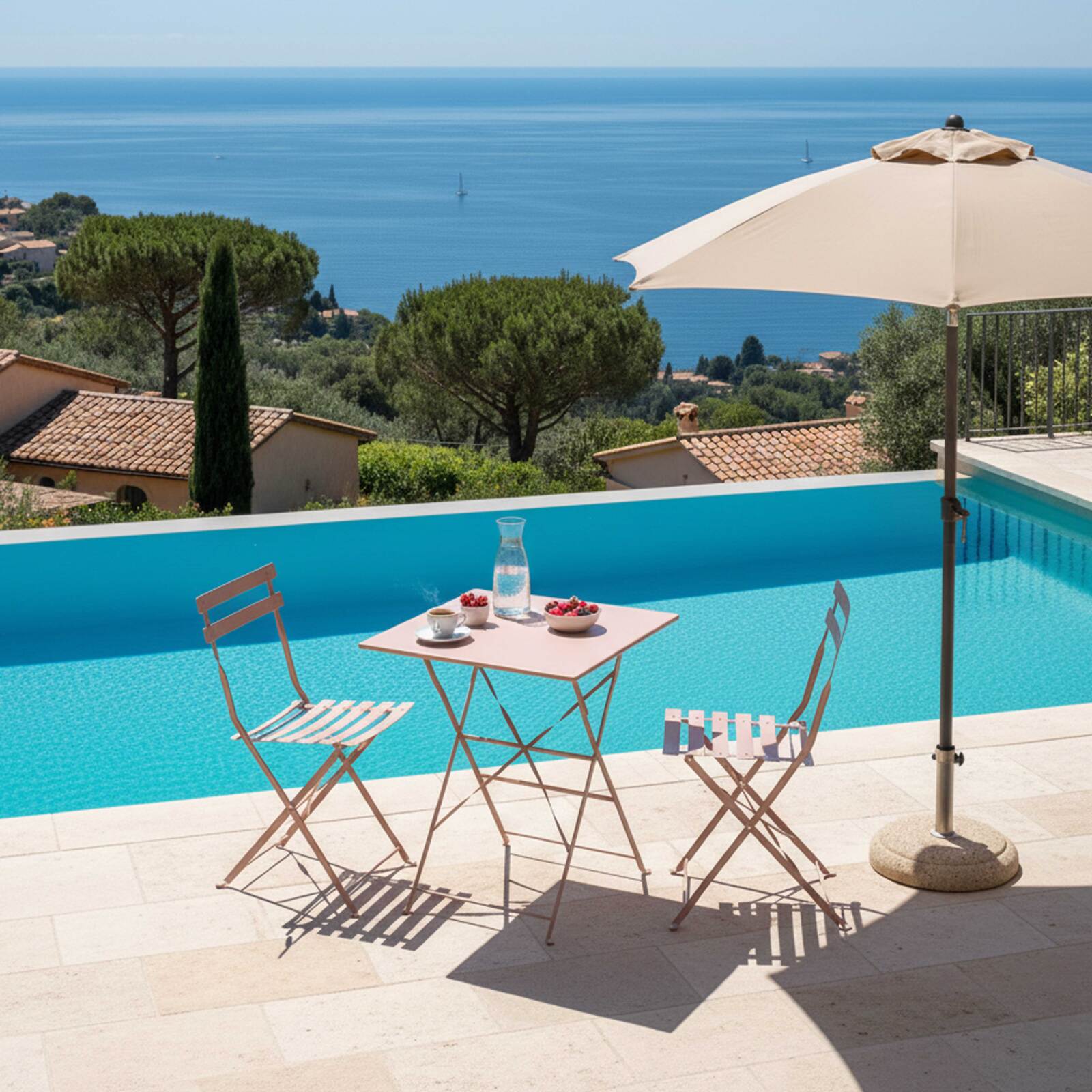 Table de jardin bistrot carrée pliante en métal 2 personnes 60x60 cm