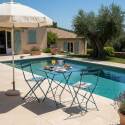 Table de jardin bistrot carrée pliante en métal 2 personnes 60x60 cm