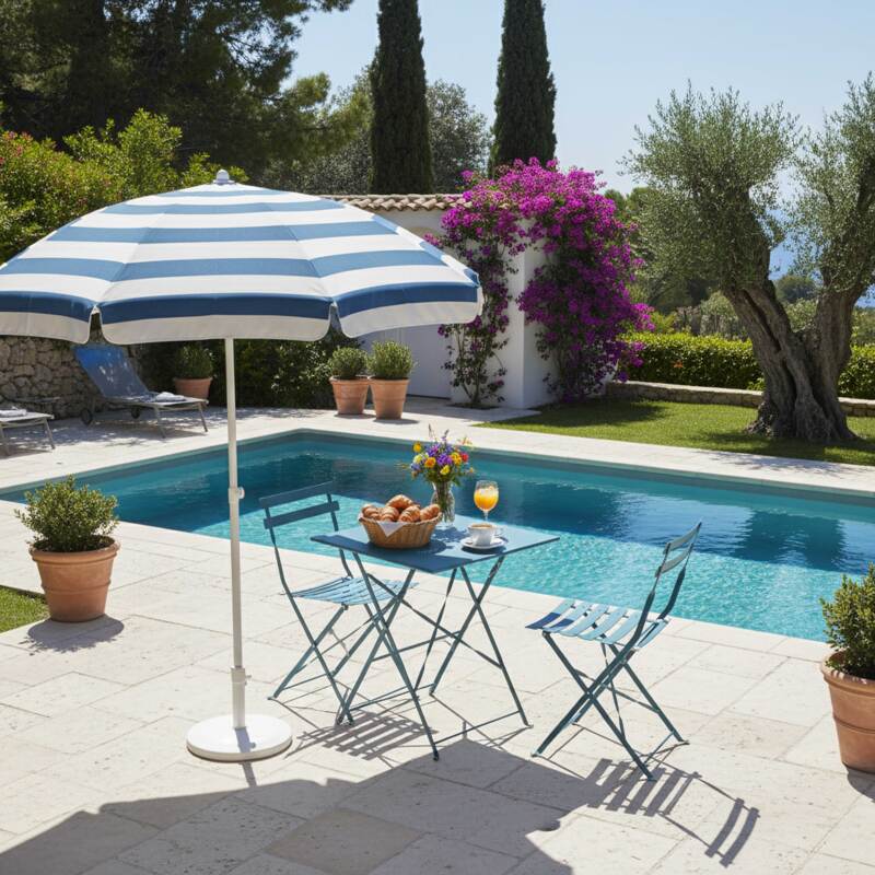 Table de jardin bistrot carrée pliante en métal 2 personnes 60x60 cm (4/5)