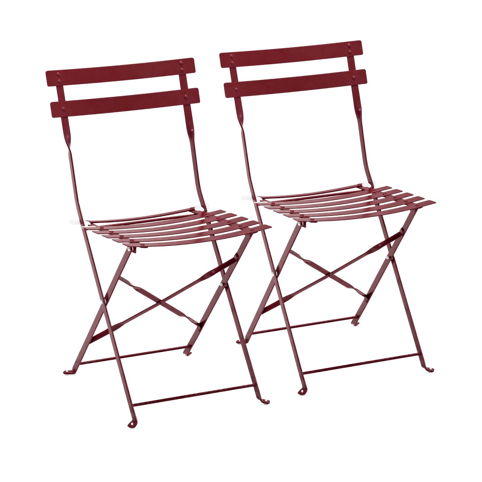 Chaises de jardin bistrot en métal pliantes - Lot de 2