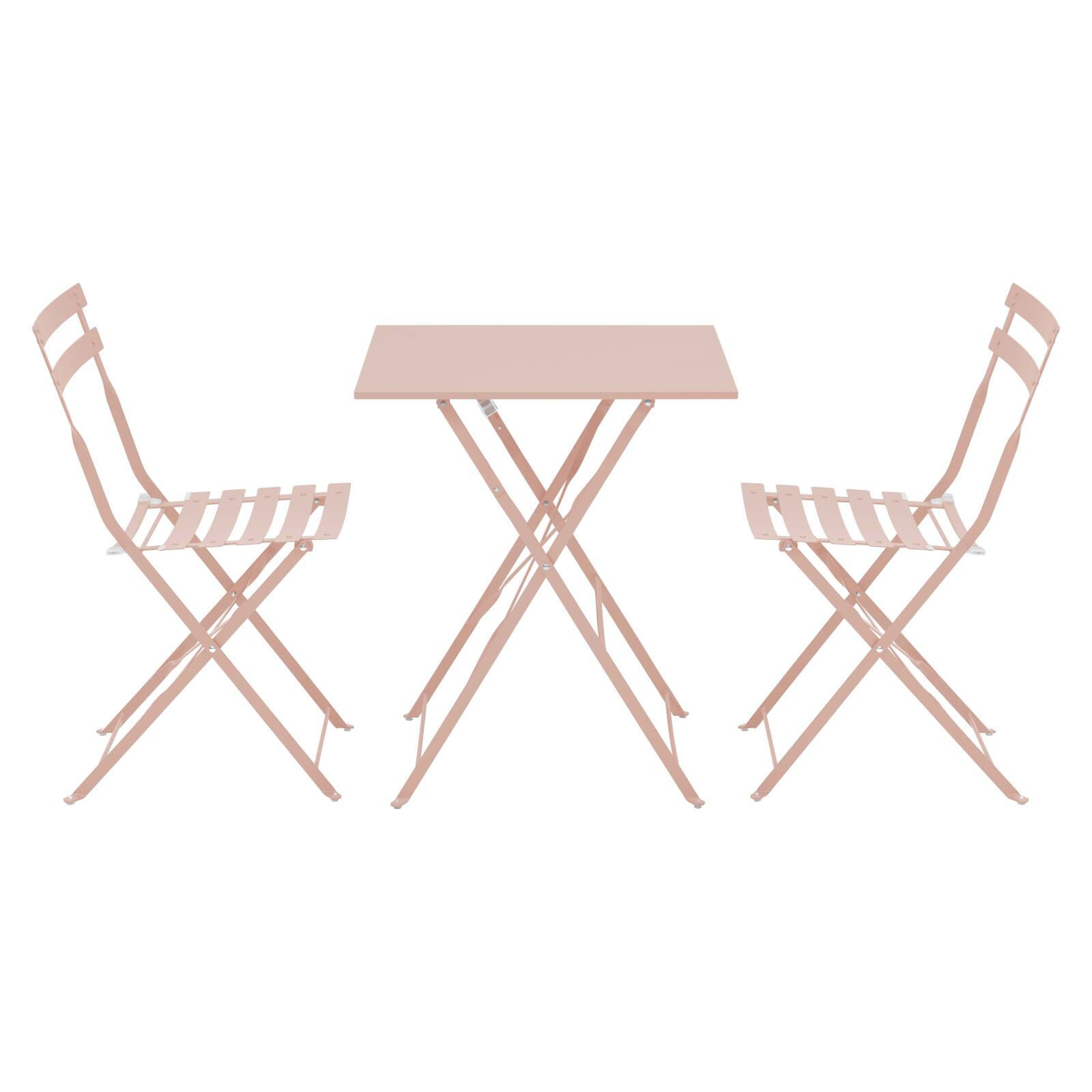 Table de jardin bistrot carrée pliante en métal 60x60 cm et 2 chaises pliantes