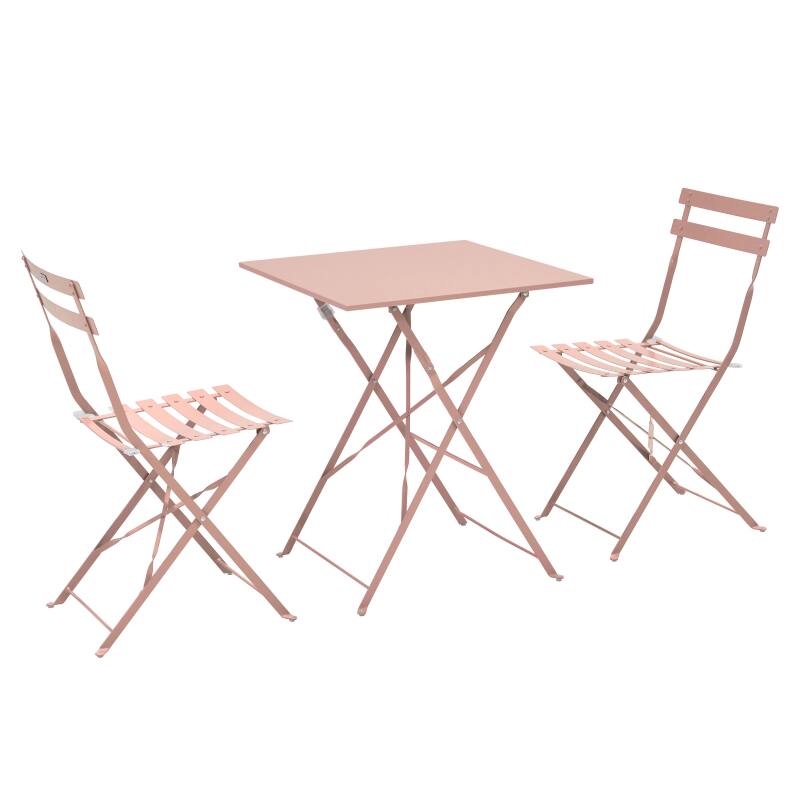 Table de jardin bistrot carrée pliante en métal 60x60 cm et 2 chaises pliantes