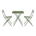 Table de jardin bistrot carrée pliante en métal 60x60 cm et 2 chaises pliantes