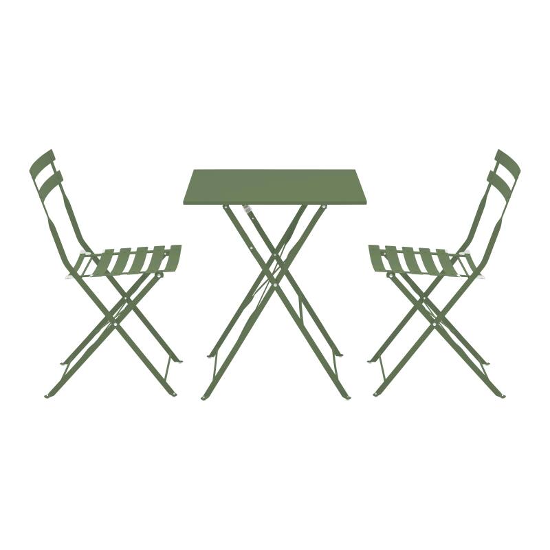 Table de jardin bistrot carrée pliante en métal 60x60 cm et 2 chaises pliantes (2/7)