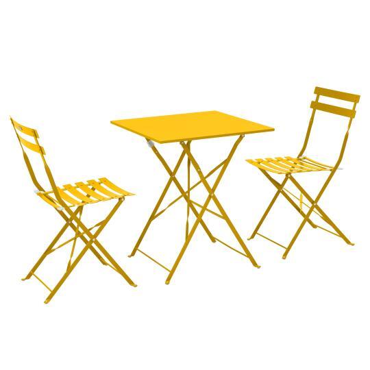 Table de jardin bistrot carrée pliante en métal 60x60 cm et 2 chaises pliantes