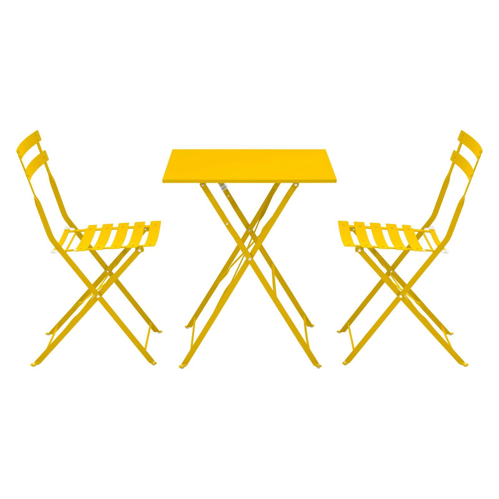 Table de jardin bistrot carrée pliante en métal 60x60 cm et 2 chaises pliantes