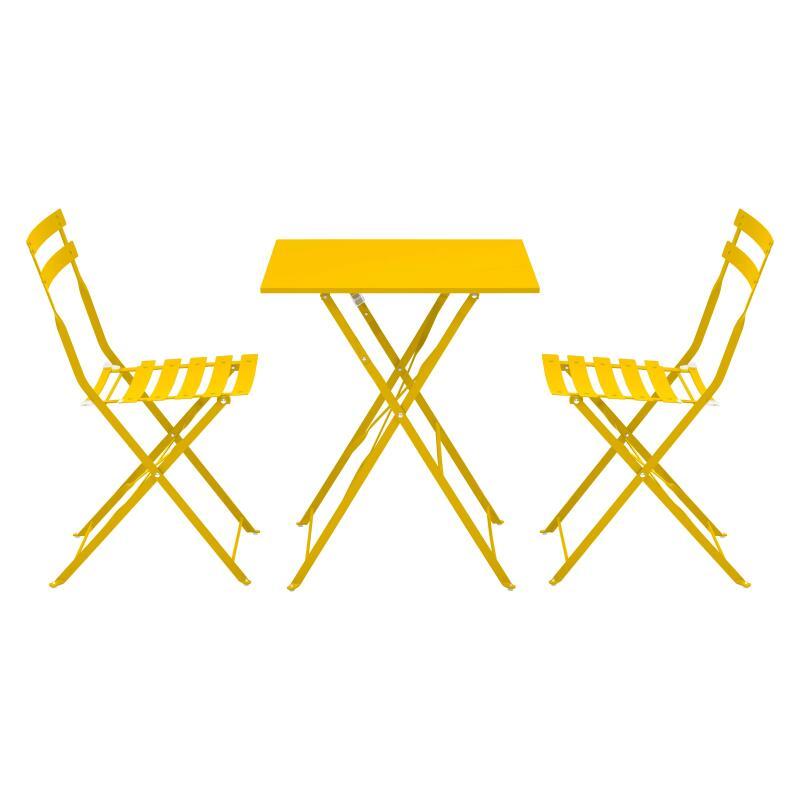 Table de jardin bistrot carrée pliante en métal 60x60 cm et 2 chaises pliantes (2/7)
