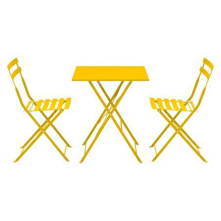 Table de jardin bistrot carrée pliante en métal 60x60 cm et 2 chaises pliantes (2/7)