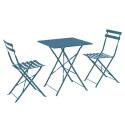 Table de jardin bistrot carrée pliante en métal 60x60 cm et 2 chaises pliantes
