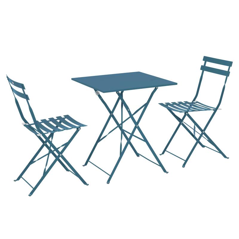 Table de jardin bistrot carrée pliante en métal 60x60 cm et 2 chaises pliantes