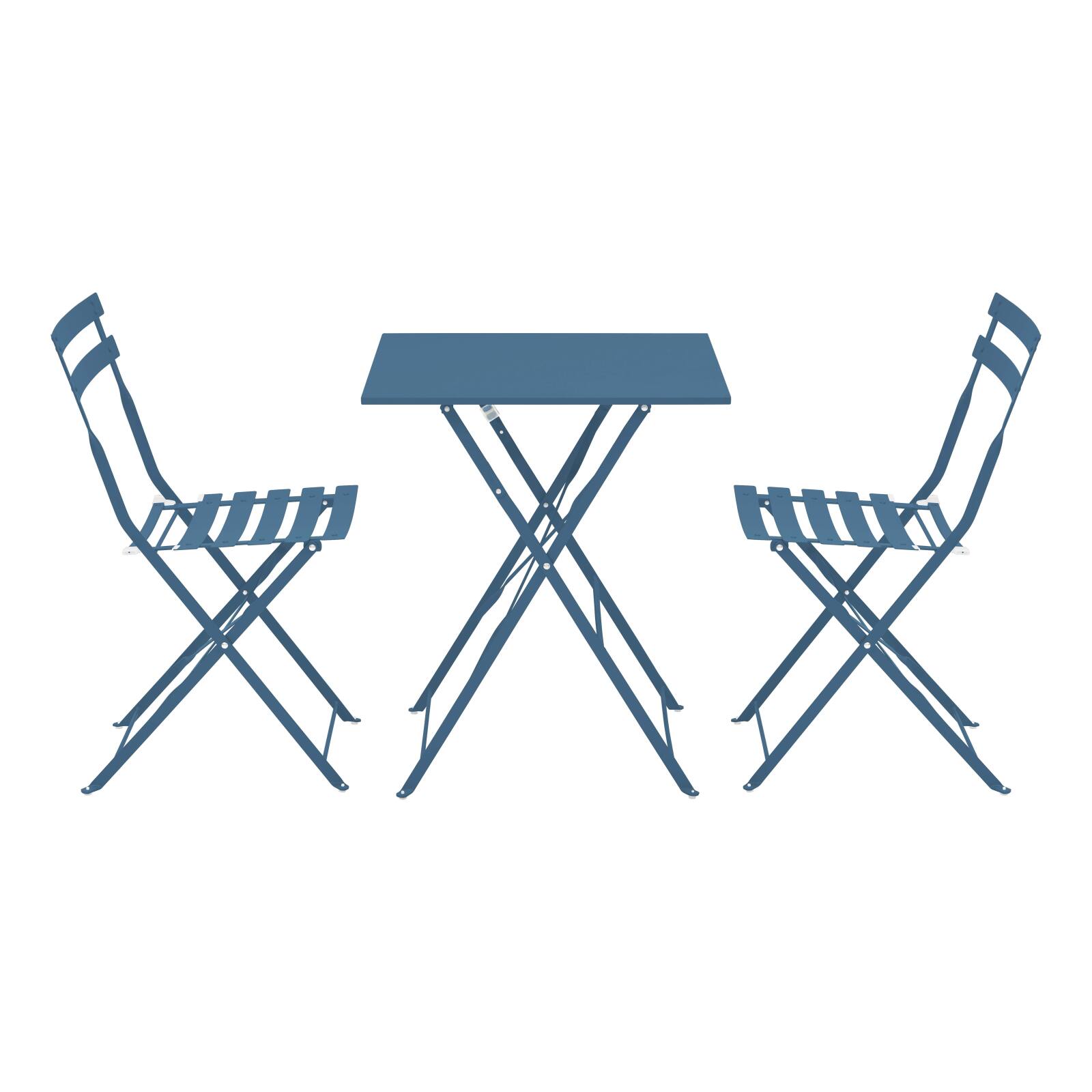 Table de jardin bistrot carrée pliante en métal 60x60 cm et 2 chaises pliantes