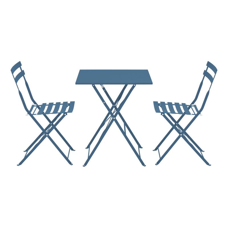 Table de jardin bistrot carrée pliante en métal 60x60 cm et 2 chaises pliantes (2/7)