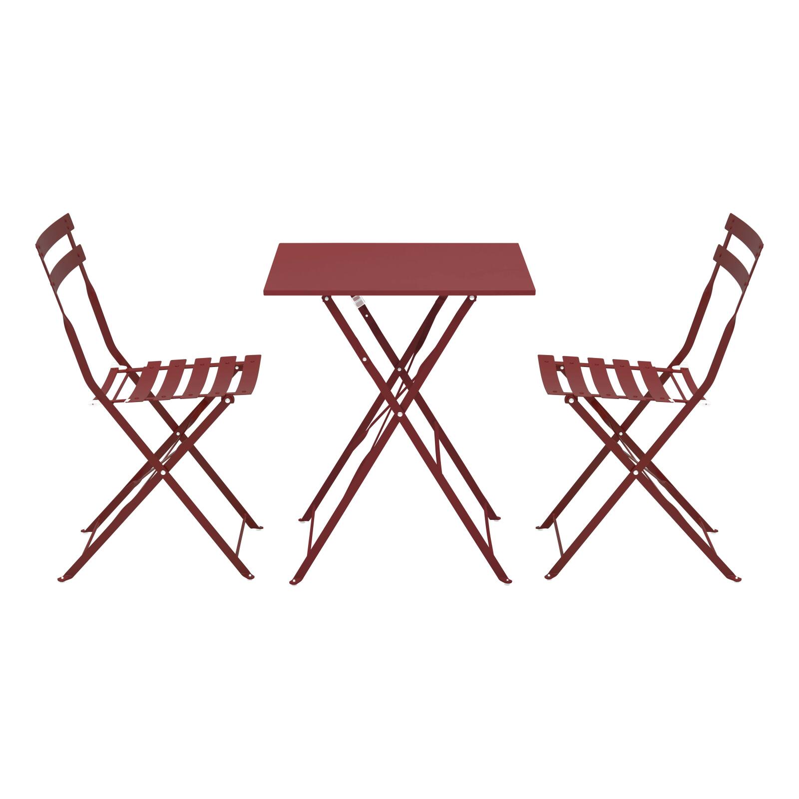 Table de jardin bistrot carrée pliante en métal 60x60 cm et 2 chaises pliantes