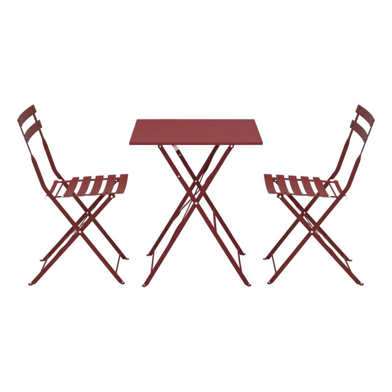 Table de jardin bistrot carrée pliante en métal 60x60 cm et 2 chaises pliantes (2/7)