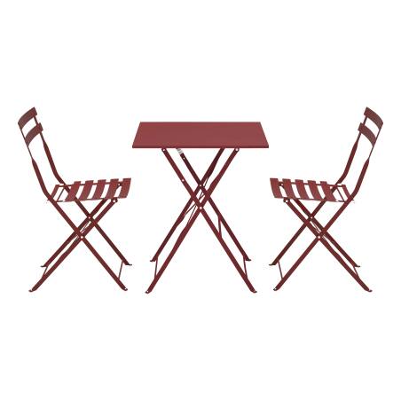Table de jardin bistrot carrée pliante en métal 60x60 cm et 2 chaises pliantes (2/7)