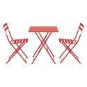 Table de jardin bistrot carrée pliante en métal 60x60 cm et 2 chaises pliantes
