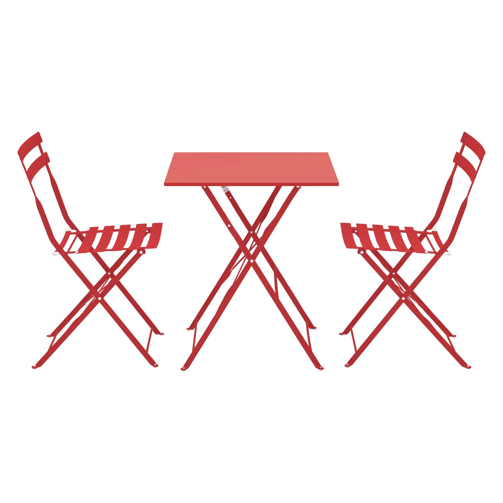 Table de jardin bistrot carrée pliante en métal 60x60 cm et 2 chaises pliantes