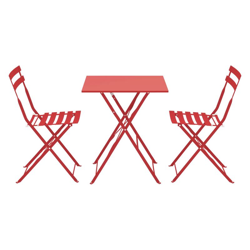 Table de jardin bistrot carrée pliante en métal 60x60 cm et 2 chaises pliantes (2/7)