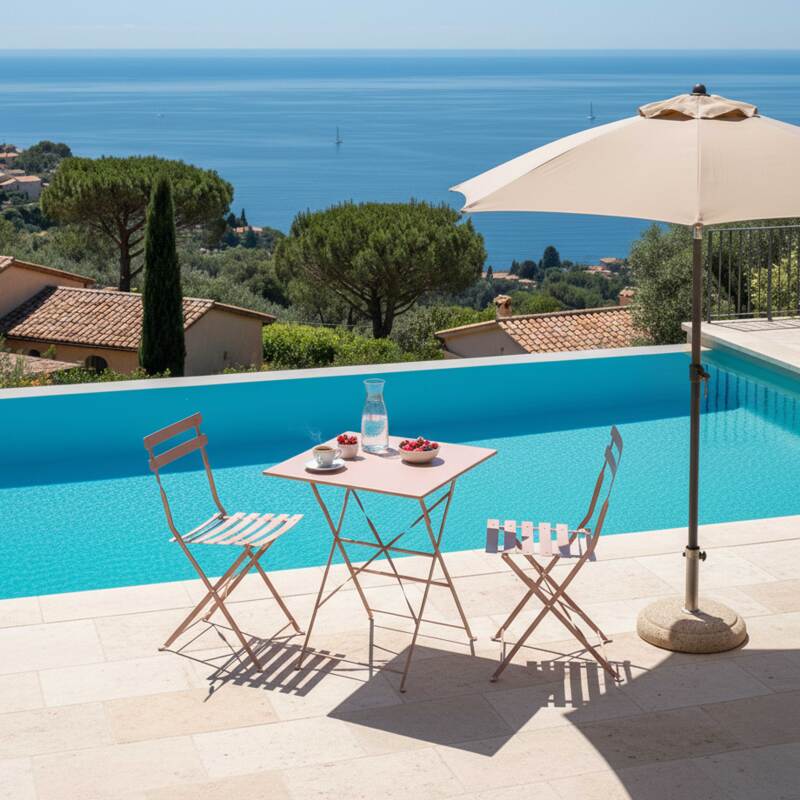 Table de jardin bistrot carrée pliante en métal 60x60 cm et 2 chaises pliantes (7/8)