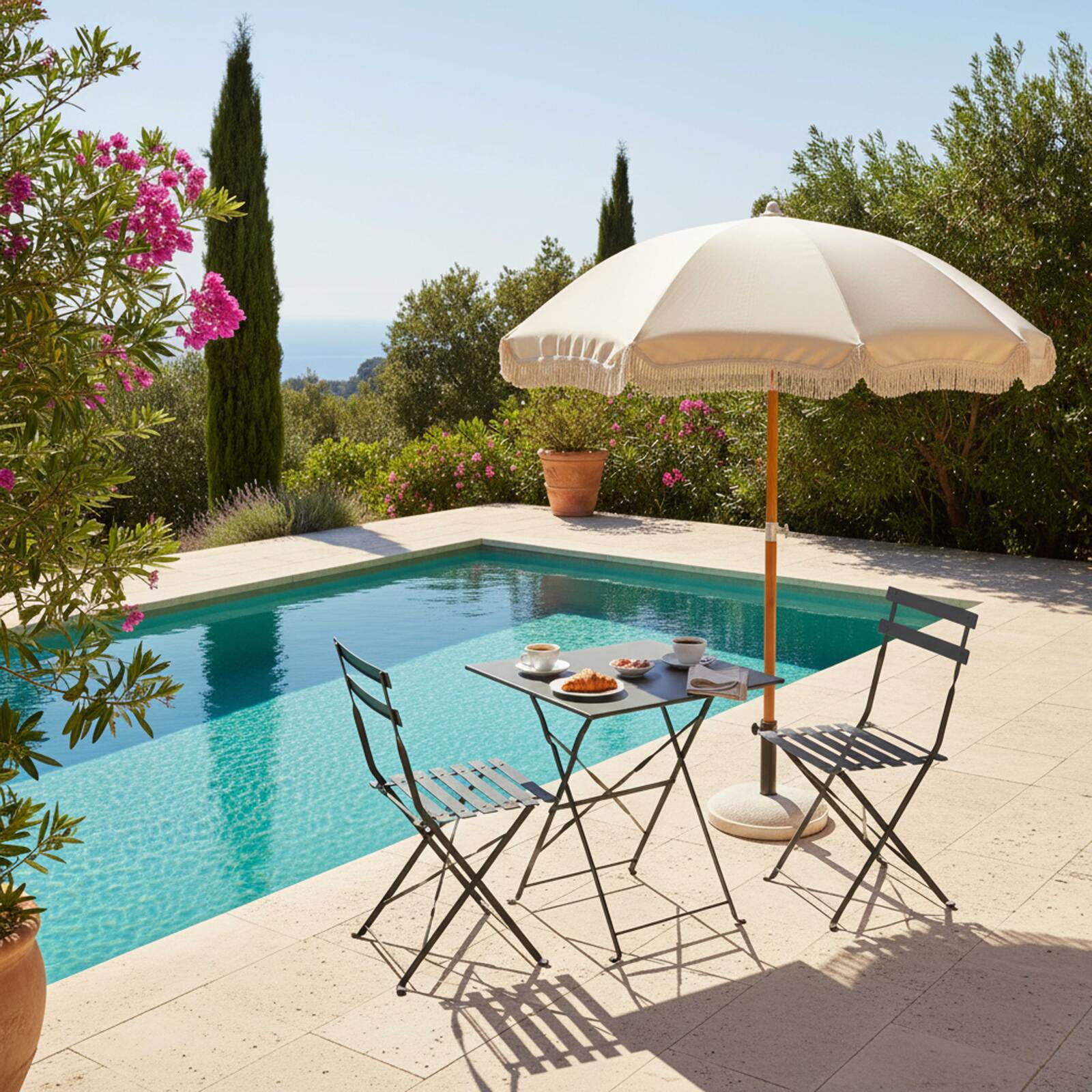 Table de jardin bistrot carrée pliante en métal 60x60 cm et 2 chaises pliantes