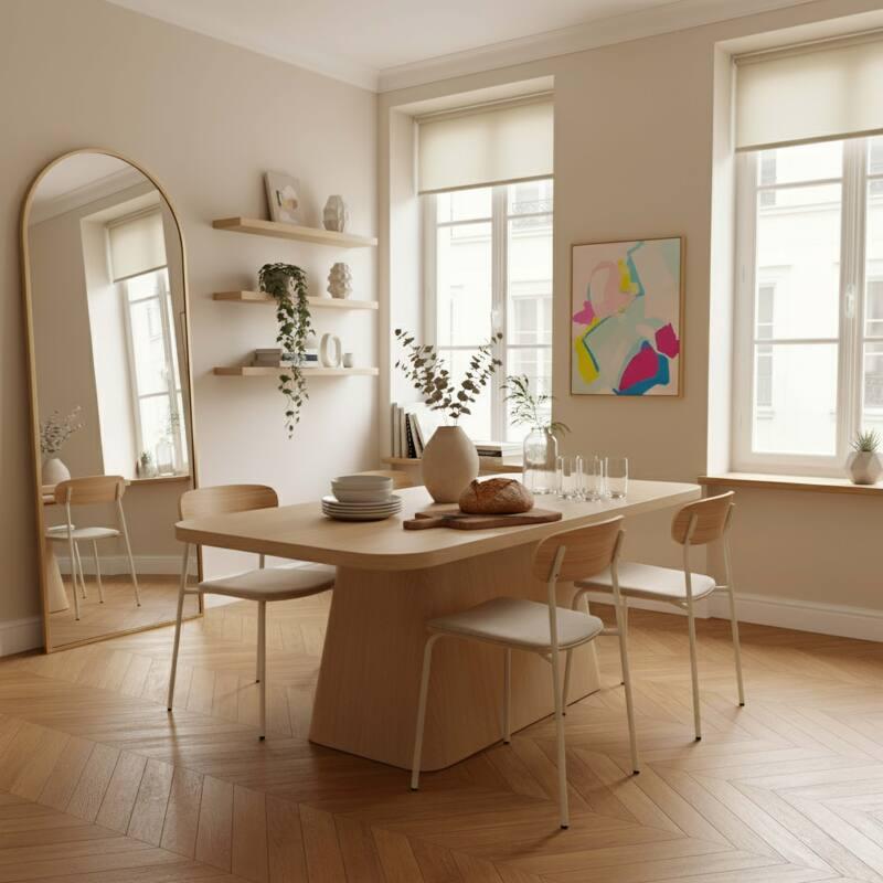 Table à manger effet bois 8 personnes