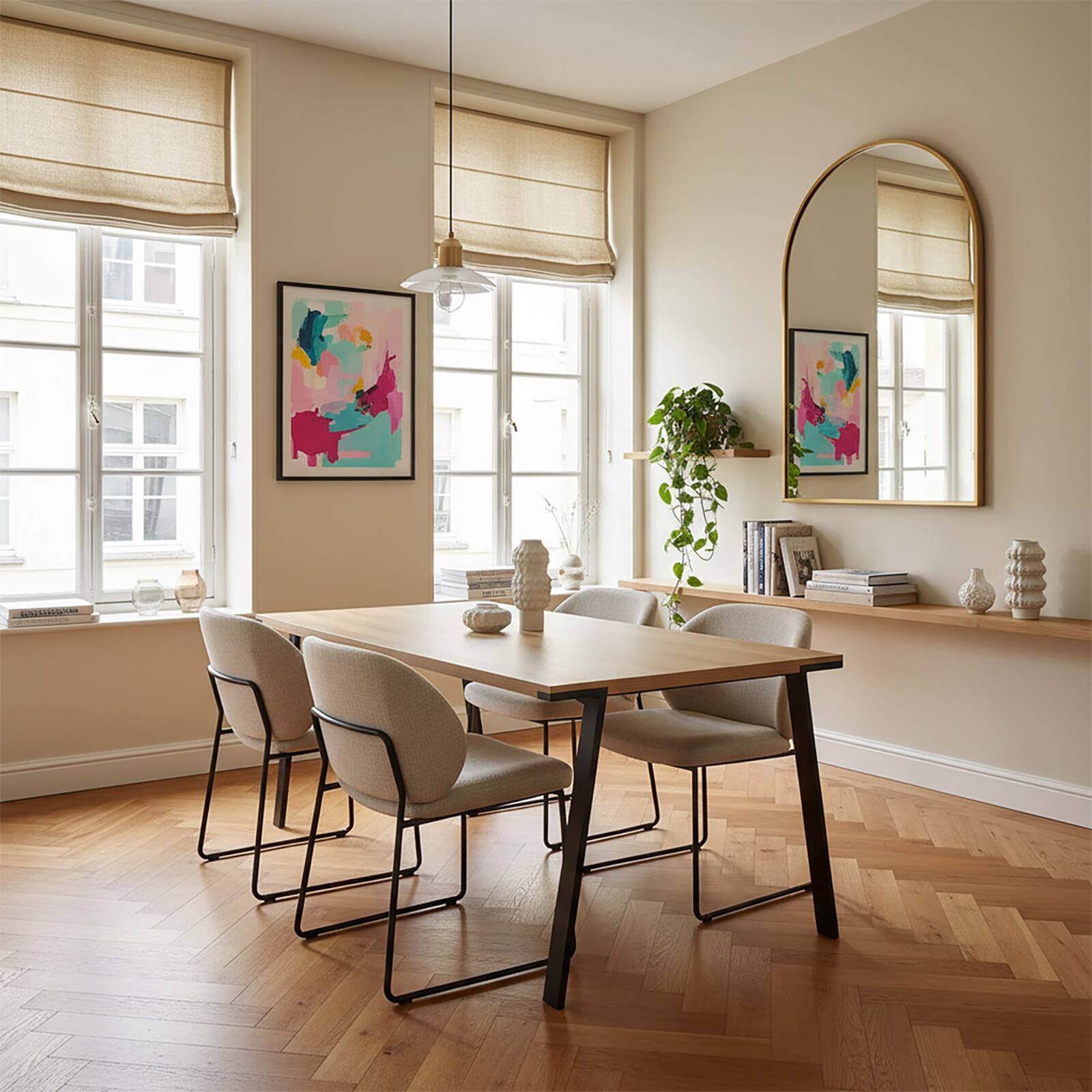 Table à manger en effet bois et métal 8 personnes