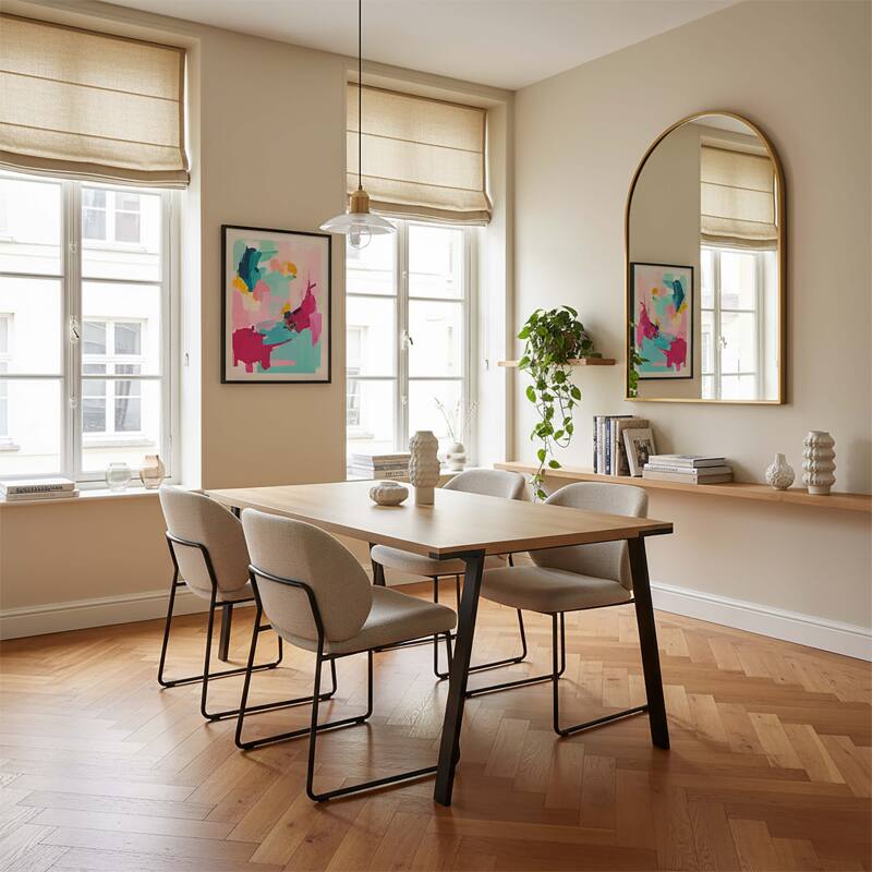 Table à manger en effet bois et métal 8 personnes