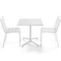 Table de jardin bistrot carré inclinable en métal avec pied encastrable 70x70 cm et 2 chaises