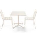 Table de jardin bistrot carré inclinable en métal avec pied encastrable 70x70 cm et 2 chaises