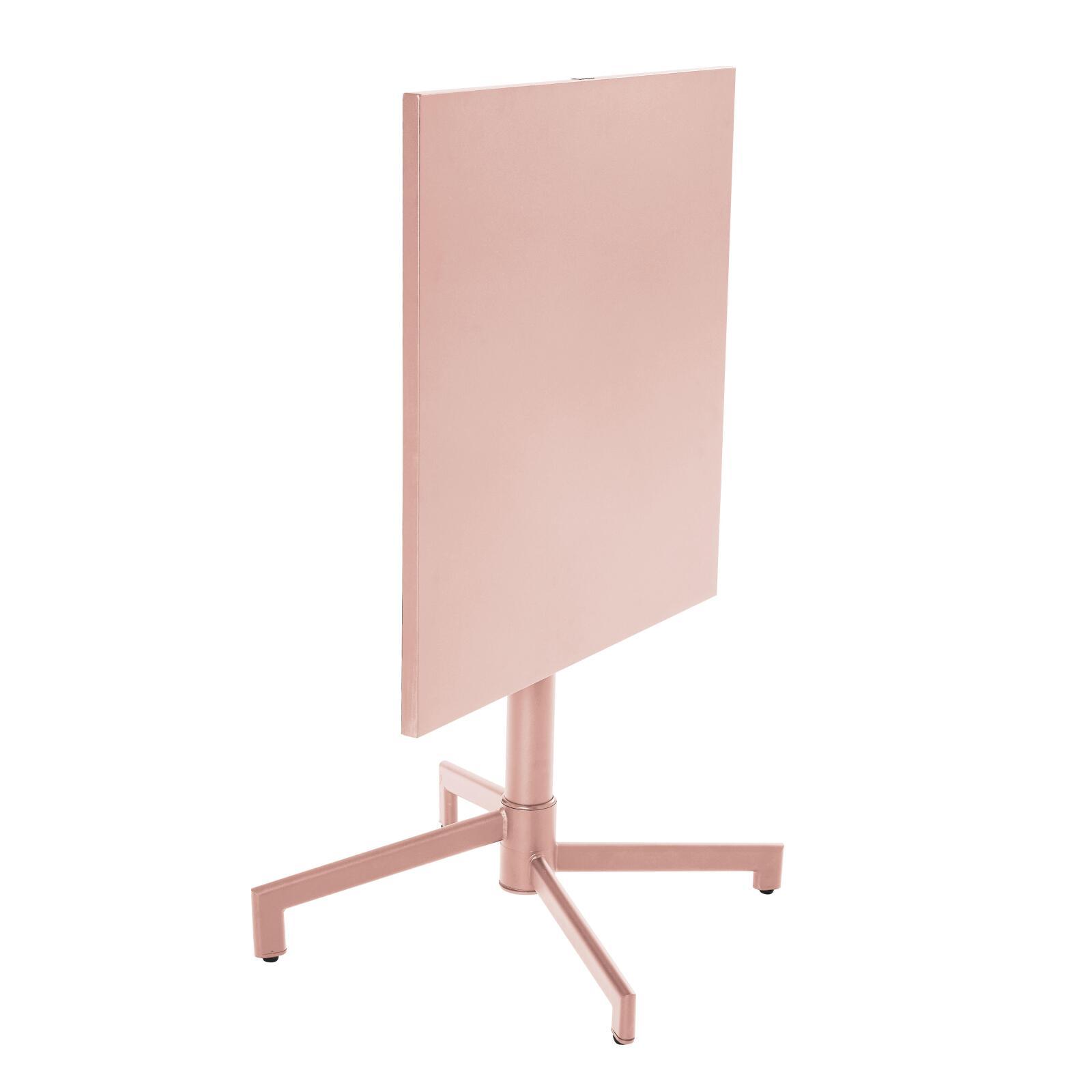 Table de jardin bistrot carré inclinable en métal avec pied encastrable 70x70 cm et 2 chaises