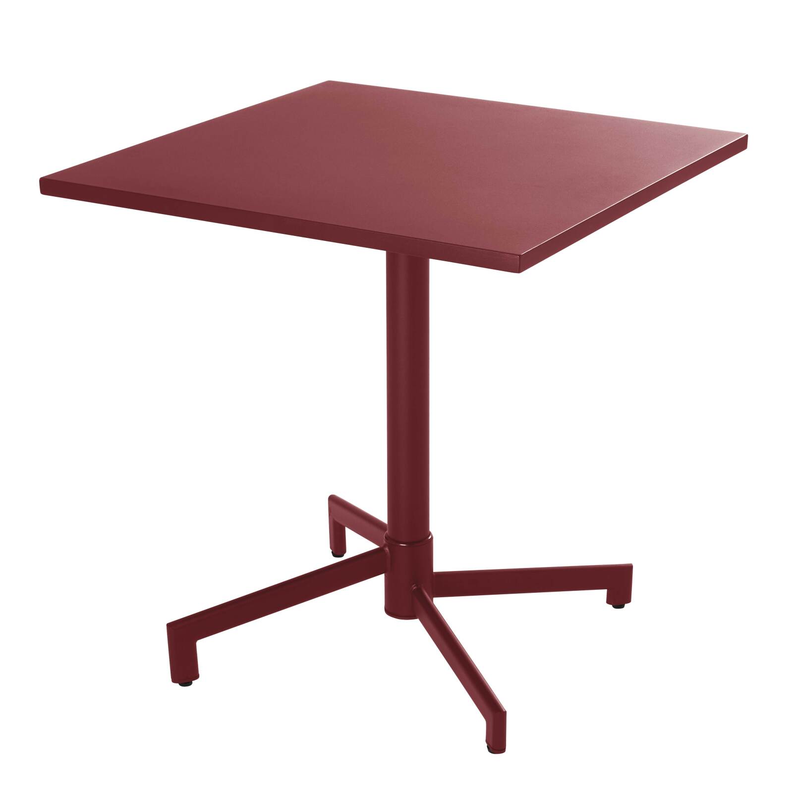 Table de jardin bistrot carré inclinable en métal avec pied encastrable 70x70 cm et 2 chaises
