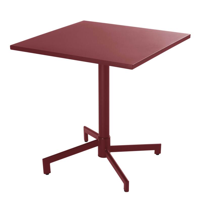 Table de jardin bistrot carré inclinable en métal avec pied encastrable 70x70 cm et 2 chaises