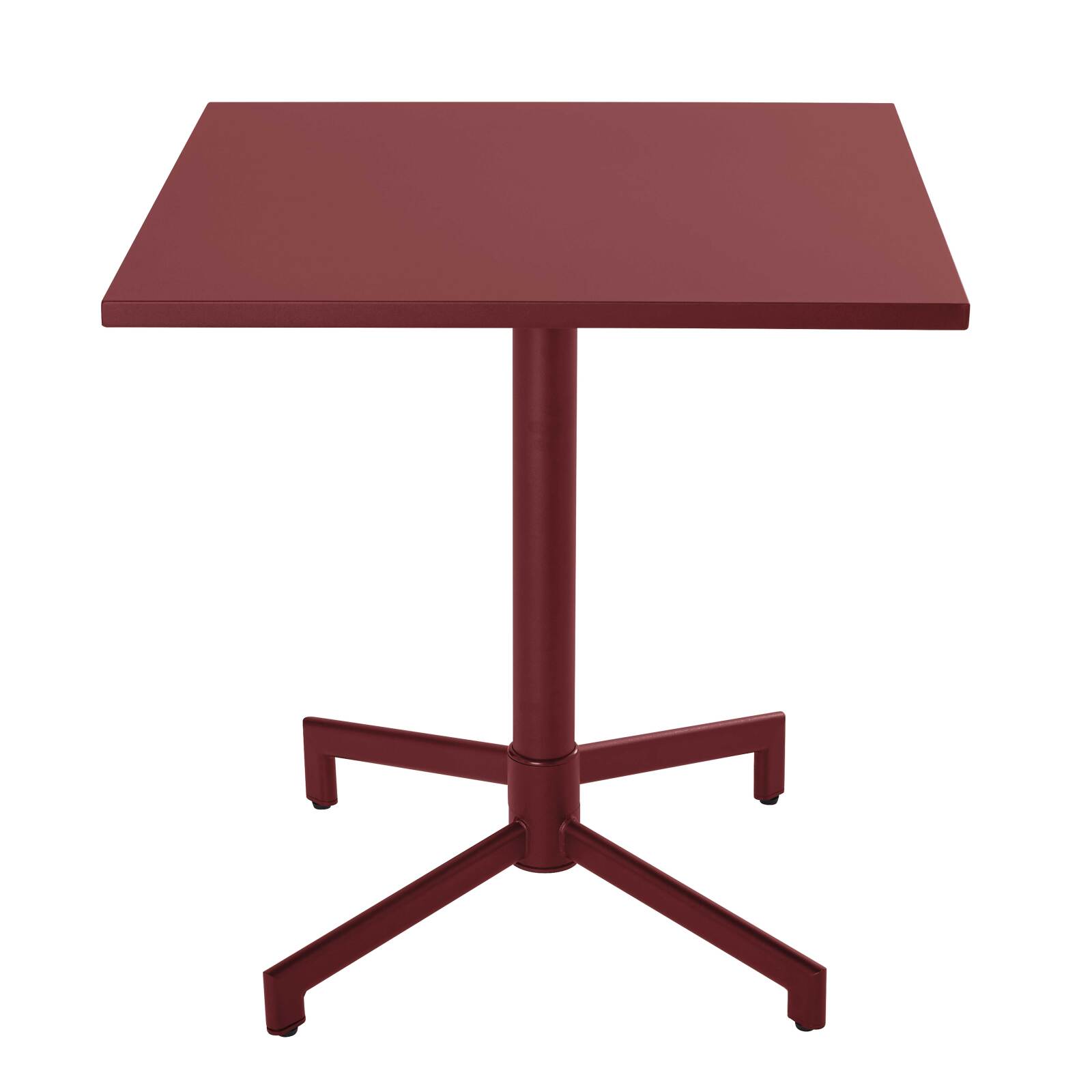 Table de jardin bistrot carré inclinable en métal avec pied encastrable 70x70 cm et 2 chaises