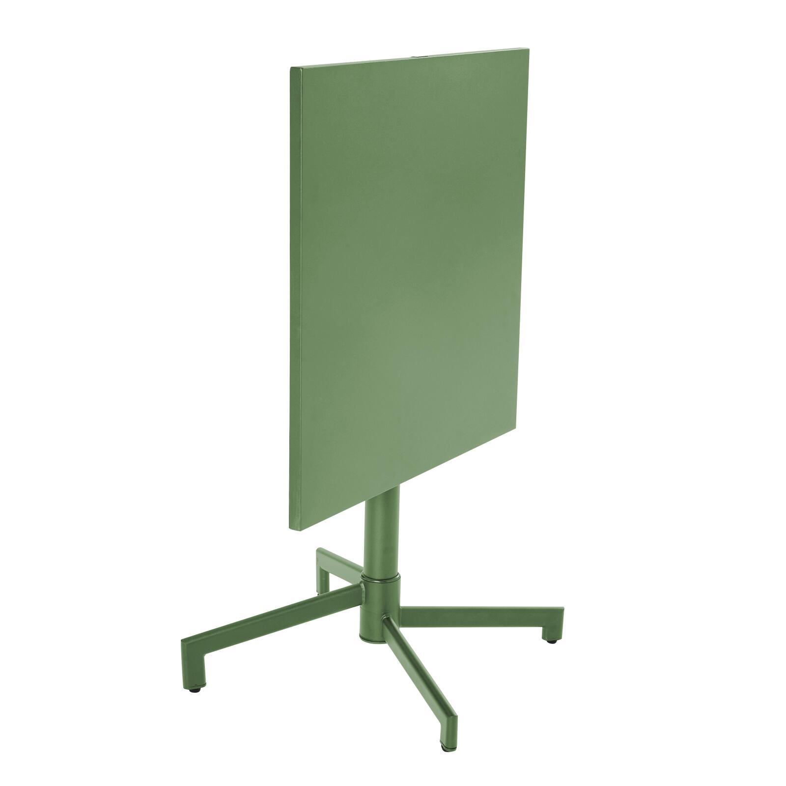 Table de jardin bistrot carré inclinable en métal avec pied encastrable 70x70 cm et 2 chaises