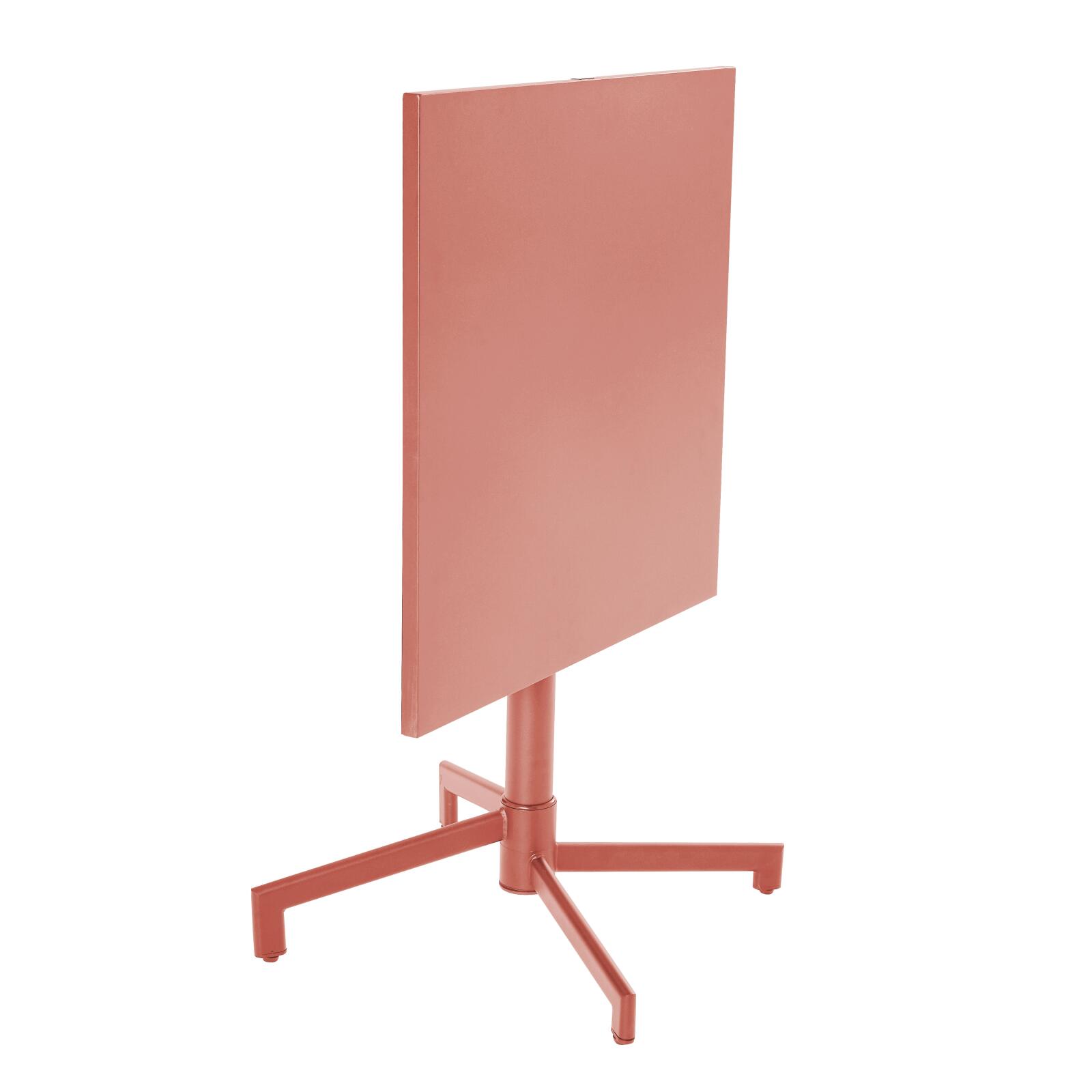 Table de jardin bistrot carrée inclinable en métal avec pied encastrable 70x70 cm et 2 chaises avec accoudoirs